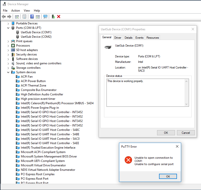 UART drivers from Windows Update, Sub-device drivers from Fit-PC website.